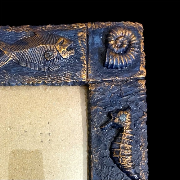 Seahorses Sea Themed Picture Frame Photo Seashells Starfish Deep Sea Beach Blue - Picture 3 of 4